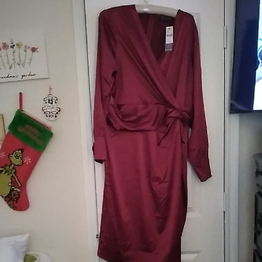Lane Bryant Deep Red Wrap Dress